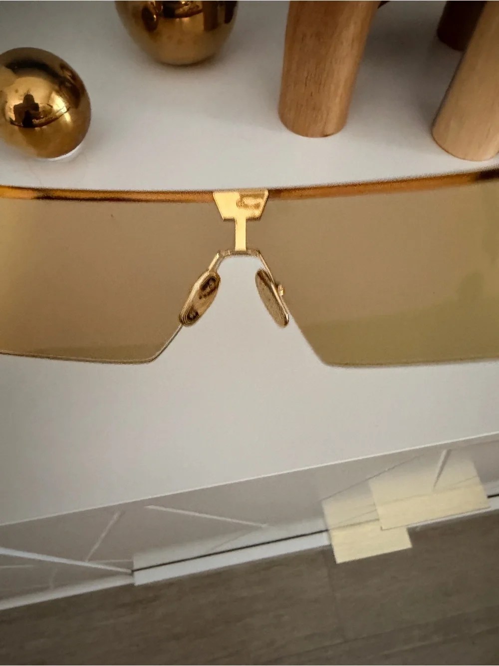 NEW Balmain Limited Edition BPS-147D-142 Gold Mirrored Shield Sunglasses #277